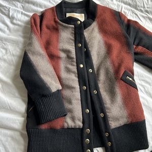 Lauren Moffat striped wool 3/4 sleeve jacket